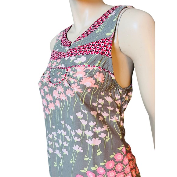 Free People Brown Floral Mini Dress Sz 4 Rayon 100% Hidden Zipper at Side - Picture 5 of 12